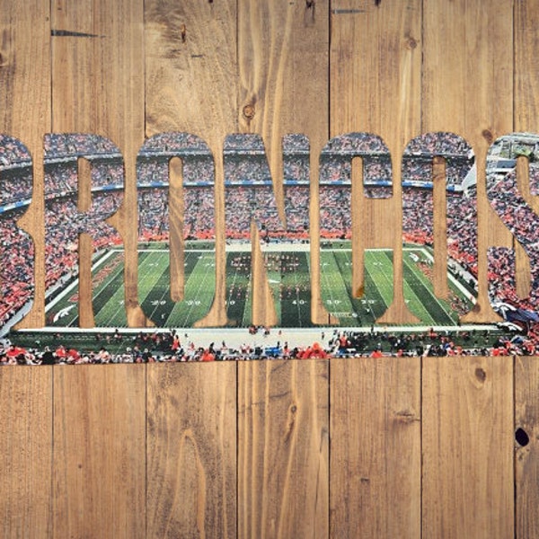 Panneau en métal avec photo texte Denver Broncos - Empower Field