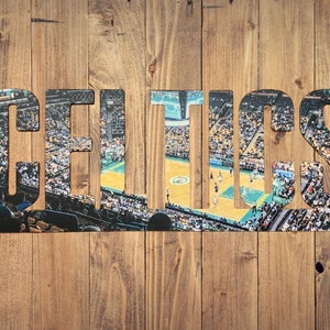 Boston Celtics Text Photo Metal Sign- TD Garden