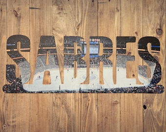 Buffalo Sabres Text Arena Side Photo Metal Sign- Key Bank Center
