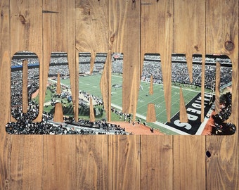 Oakland Raiders Text Sublimation Metal Sign- Oakland Coliseum Corner