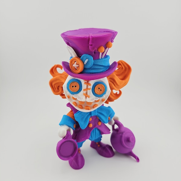 Alice in Wonderland Mad Hatter Articulated 3D Printed Toy Unique Desk & Bookshelf Decor, Perfect Gift Idea