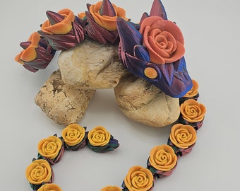 Gelenkige Rosenschlange, 3D-gedruckte, flexible Blumenschlange, Schreibtisch- und Bücherregal-Dekoration und einzigartige Geschenkidee