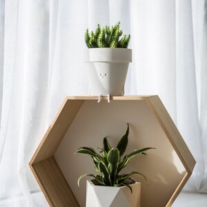 Set of White Pots, 3D Printed Geometric Cactus Planter Set for Indoors Home Decor, Unique Gift for Plant Lower image 5