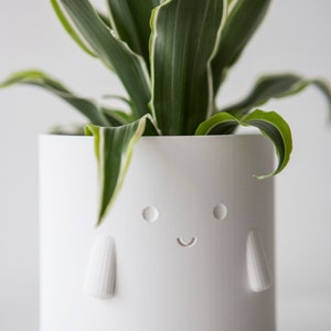 Set of White Black Happy Face Plant Pots, Cute Pen Pencil Holders,Face Planters, Eco-Friendly Succulent Cactus pot, Gift for Plant Lover image 5