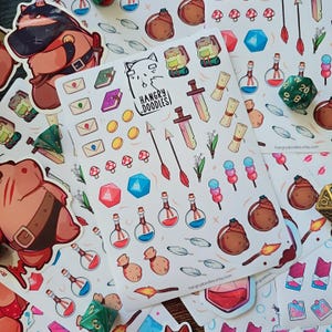 Stickervel DnD-plan | Stickers voor planner en dagboek | Plakboeken | Dungeons and Dragons-stickers | Stickers rollenspel RPG-fantasiekalender