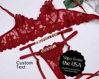 Custom Thong with Name • Personalized Garter Belt • Personalized Underwear for Women