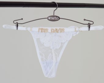 Personalized Bridal Underwear with Last Name • Custom Panties for Bride • Wedding Gift • Honeymoon Lingerie • Bridal Shower Gift