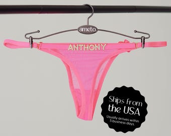 Custom Name Thong, Personalized Underwear with Charm Letters