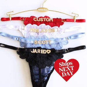 Custom Thong G-strings With Gold Charms Name • Personalized Thong With Name • Custom Thong • Custom Name Thong • Anniversary Gift