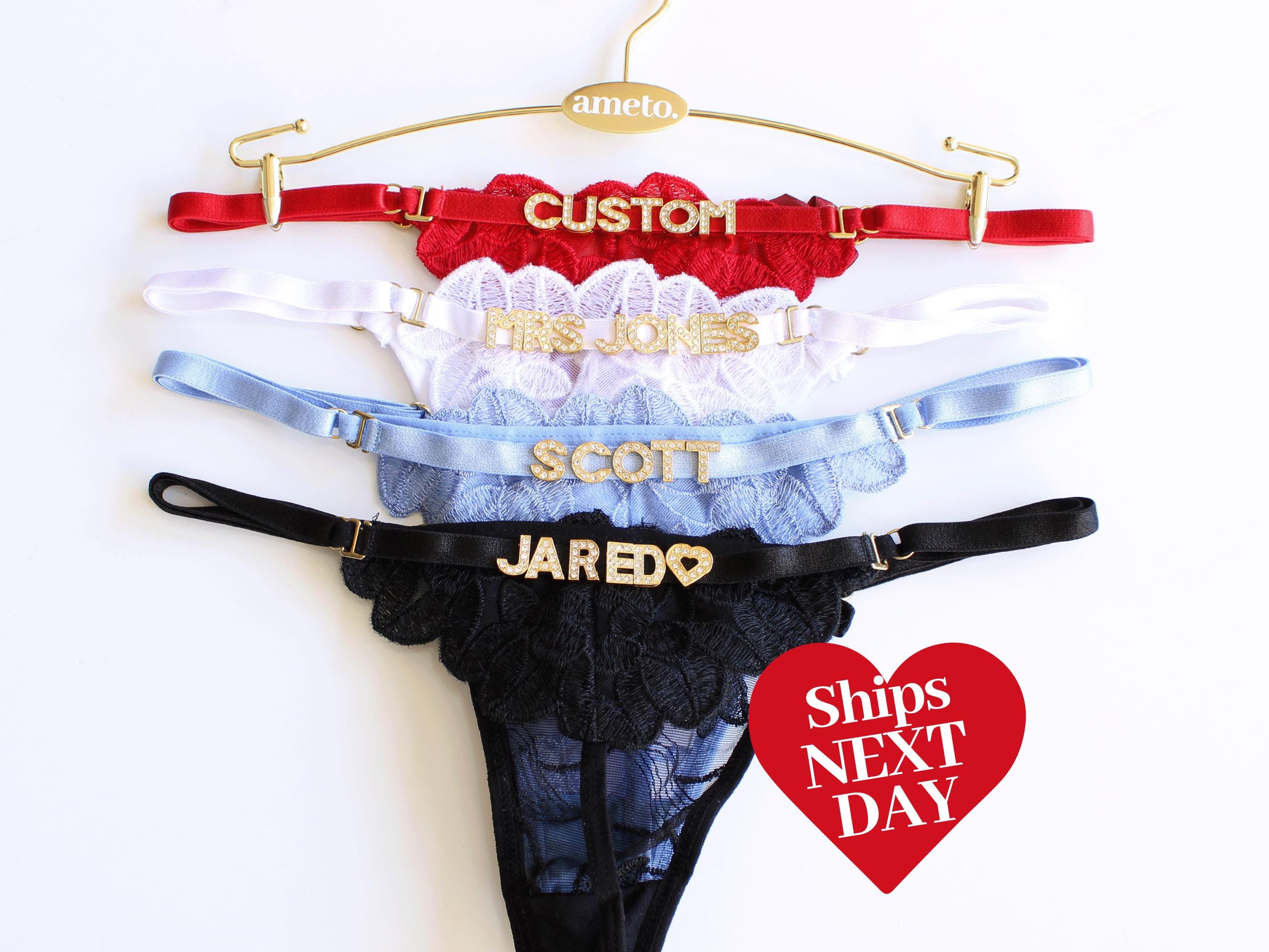 Custom Thong G-strings With Gold Charms Name • Personalized Thong With Name • Custom Thong • Custom Name Thong • Anniversary Gift