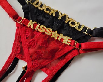 Custom Crotchless Thong • Personalized Panties • Open Crotch • Sexy Lingerie • Couple Gift