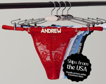 Custom Thong G-strings With Gold Charms Name • Personalized Thong With Name • Custom Thong • Custom Name Thong • Anniversary Gift