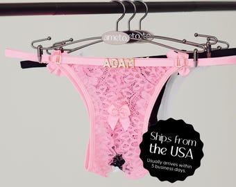 Funny Thong With Name • Custom Underwear • Panties With Name Charm •  Gifts for Boyfriend/Girlfriend