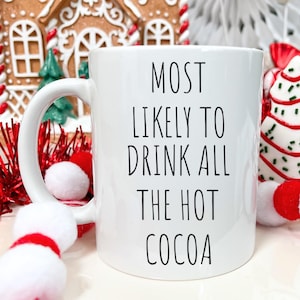 Hot Cocoa Lover Christmas Coffee Cup, Hot Chocolate Mug, Gift for Chocolate Lover, Hot Chocolate Bomb, Hot Cocoa Bomb, Christmas Movie Night