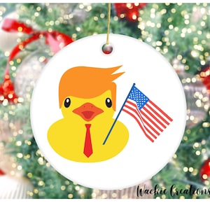 Trump Rubber Duck USA Christmas Ornament, Trump Ducky Holiday Tree Ornament, Trump Stuff, Gift for Trump Supporter Gift Idea, Trump 2024