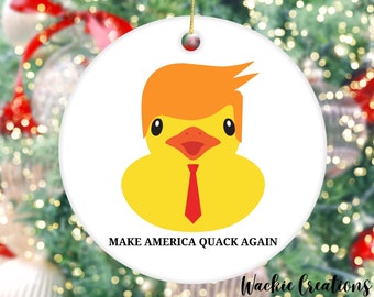 Trump Rubber Duck Christmas Ornament, Funny Gag Gift for Trump Supporter, Trump 2024. Trump Rubber Ducky Holiday Tree Ornament, Trump Stuff
