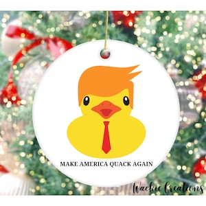 Trump Rubber Duck Christmas Ornament, Funny Gag Gift for Trump Supporter, Trump 2024. Trump Rubber Ducky Holiday Tree Ornament, Trump Stuff