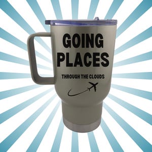 Airplane Travel Mug, Pilot Coffee Travel Cup, Gift for Traveler, Pilot, Co-Pilot, Flight Attendant, Passenger, Travel Agent, World Traveler