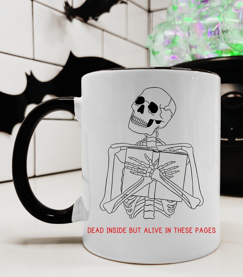 Bookish Halloween Mug Gift for Booktrovert, Bookworm, Thriller Book