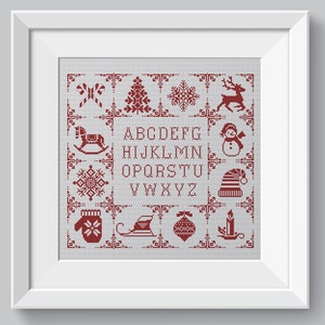 Christmas Ornament Sampler Alphabet Cross Stitch Patterns PDF - Easy Beginner Level
