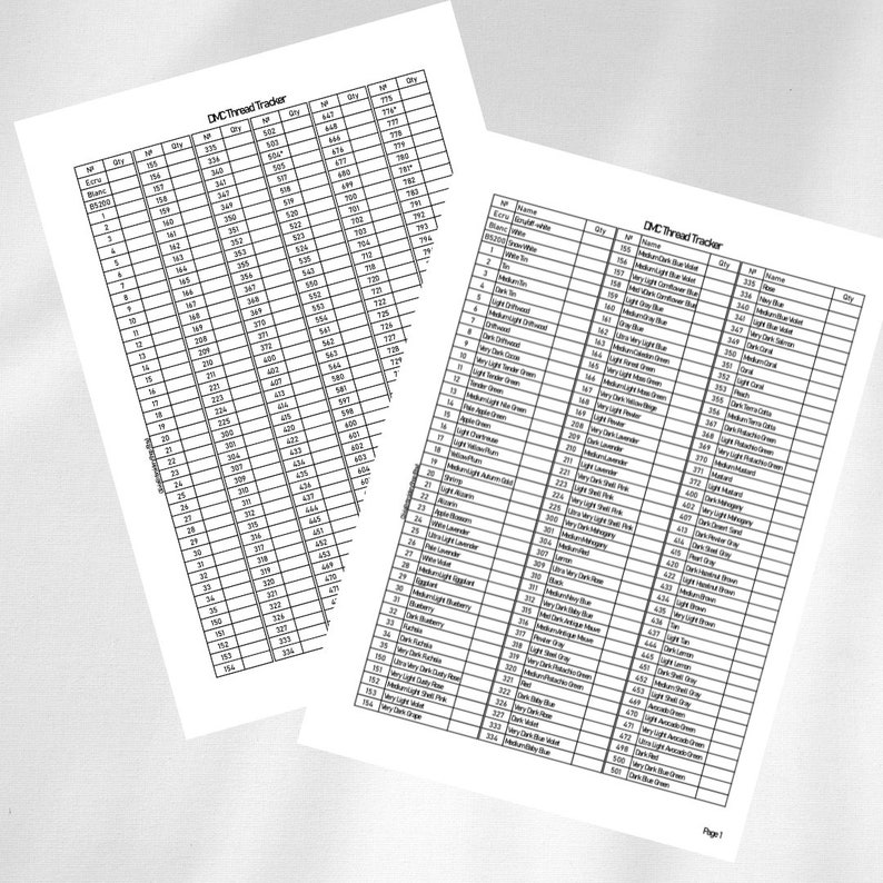 DMC Embroidery Floss Color Tracker Allinone PDF Set Dmc Thread