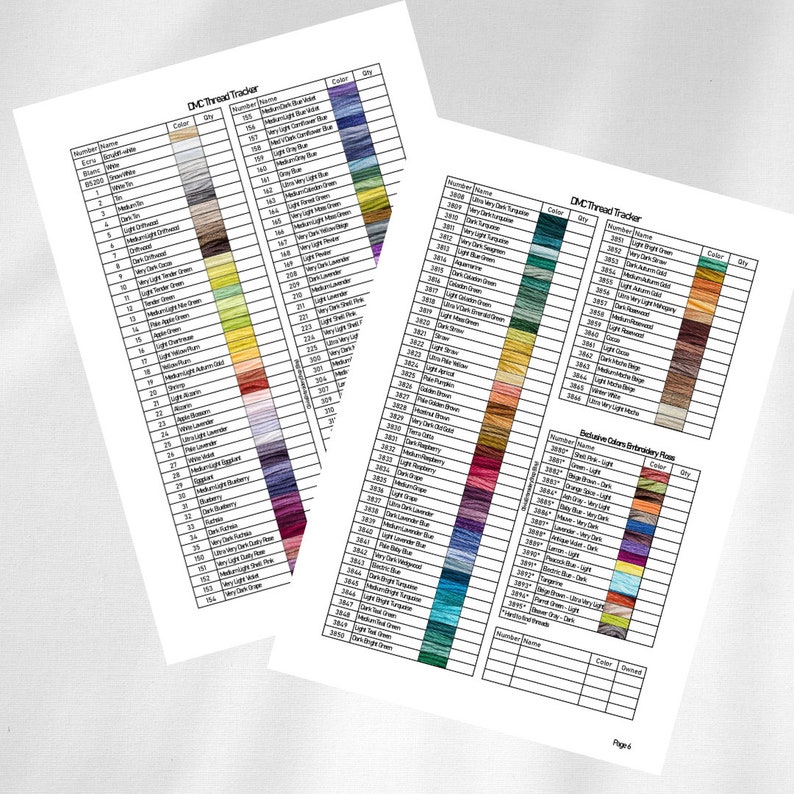 DMC Embroidery Floss Color Tracker Allinone PDF Set Dmc Thread
