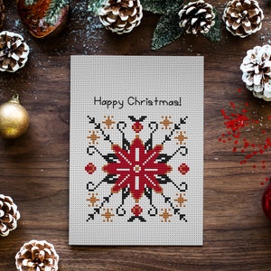 Modern Christmas Ornament Counted Cross Stitch Patterns PDF - Easy Beginner Level Sampler Gift