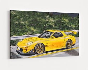 Initial-D Keisuke Takahashi's FD3S Mazda RX-7 Home Decor, Anime Canvas Poster, Mazda RX-7 Art, Touge Print High Quality Canvas.Initial-D
