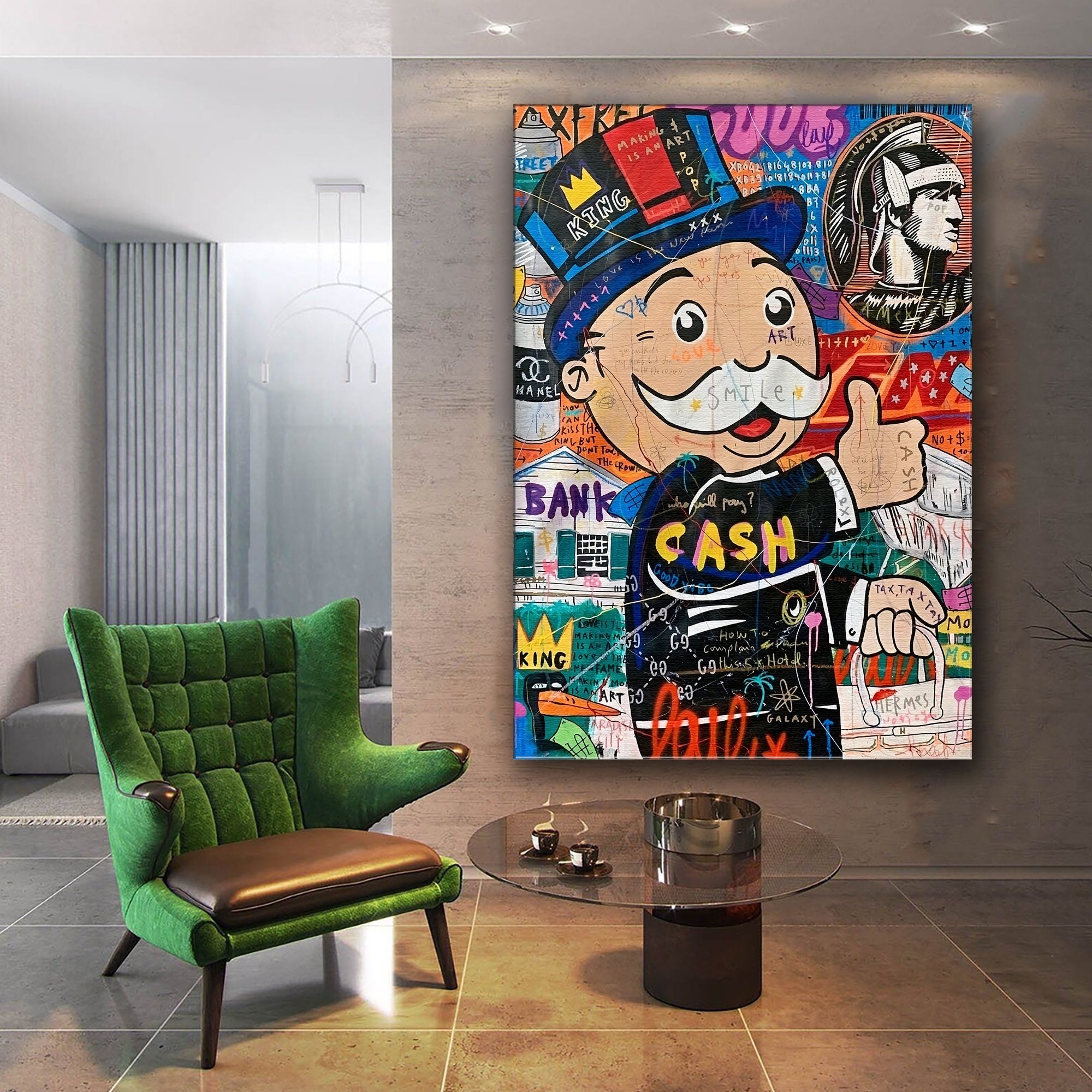 LARGE 11X14 - Designer LV Monopoly Man Poster - Glam Fashion Design - Urban  Street Art - Graffiti Wall Art Print - Room Decoration for Dorm, Office