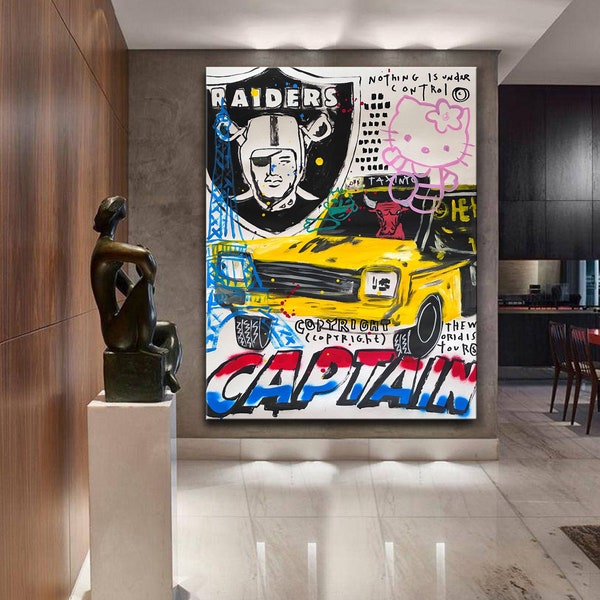 Banksy Style Taxi, Captain, Bull, Fahrer, Raider Pop Art Poster, Druck, Gehirnwäsche Captain Raider Graffiti Wandkunst, für Geschenk