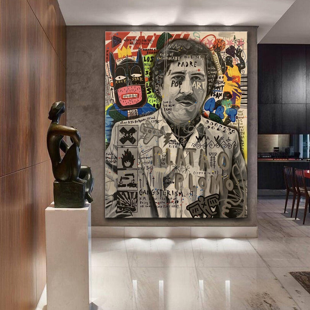 Banksy Style Pablo Escobar Pop Art Posterpainting on Canvas Etsy