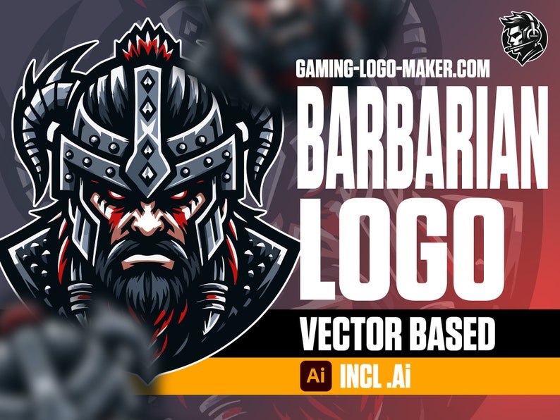 Barbarian Warrior Gaming Logo 02 Esports Logo Team Logo Clan Logo Mascot Design image 1