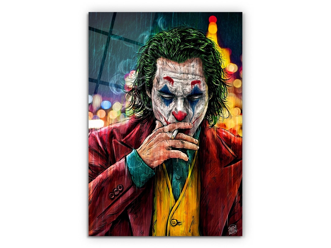 Joker Glass Wall Artjoker Fan Giftglass Wall Art Printjoker Etsy