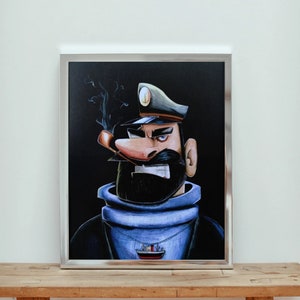 poster - interior wall decoration - original gift idea - print - tintin wall poster - captain haddock