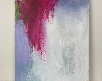 Hand-painted original abstract painting on gallery-wrapped canvas: "Flew", colorful contemporary art for home or office