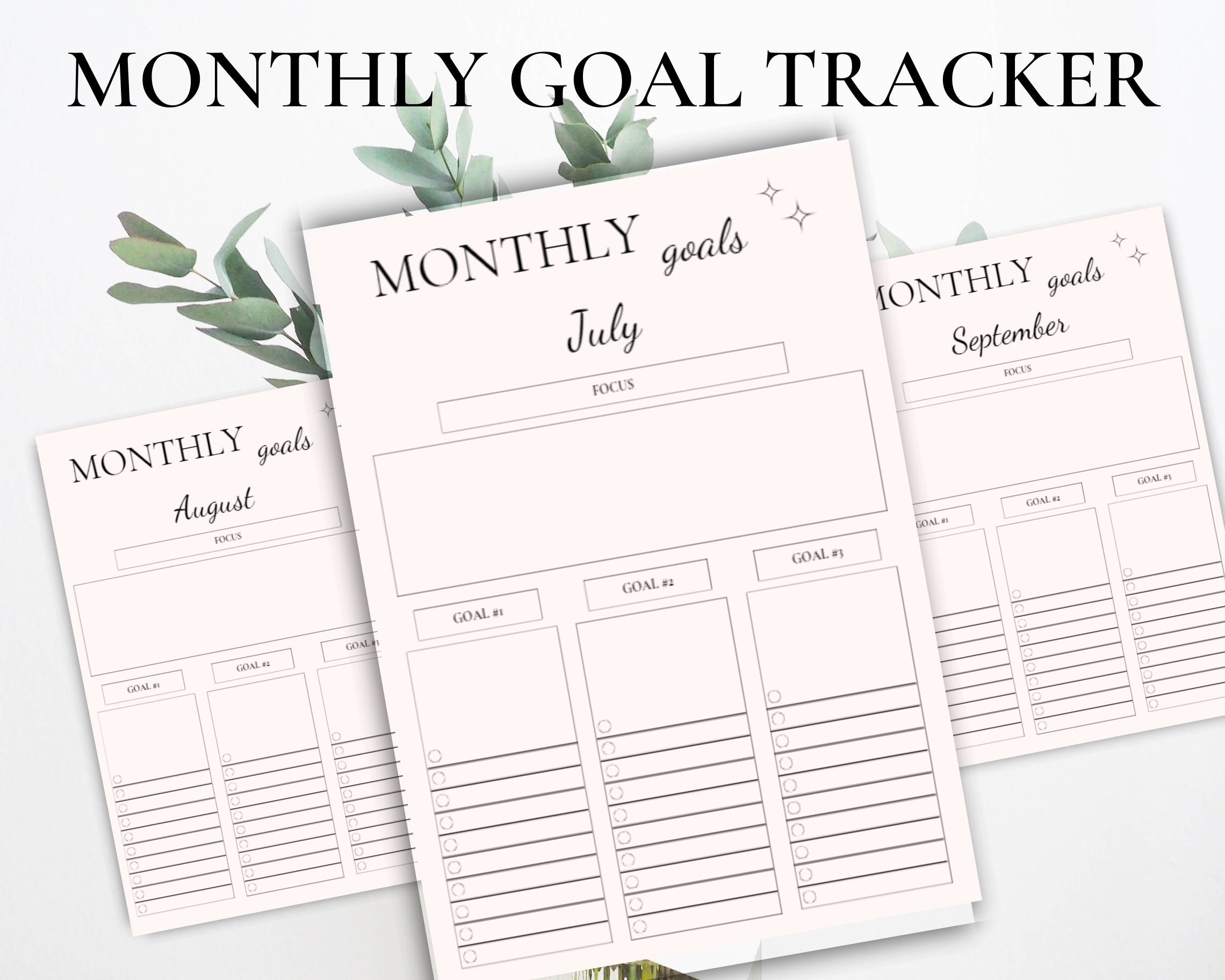 Monthly Goal Tracker 2024, Minimal Planner for New Year 2024, Goal