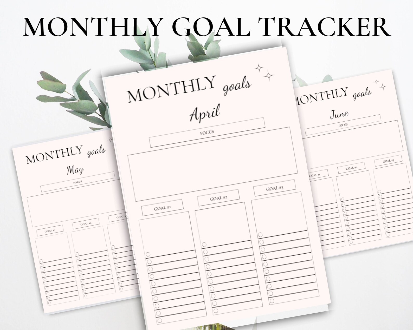 Monthly Goal Tracker 2024, Minimal Planner for New Year 2024, Goal
