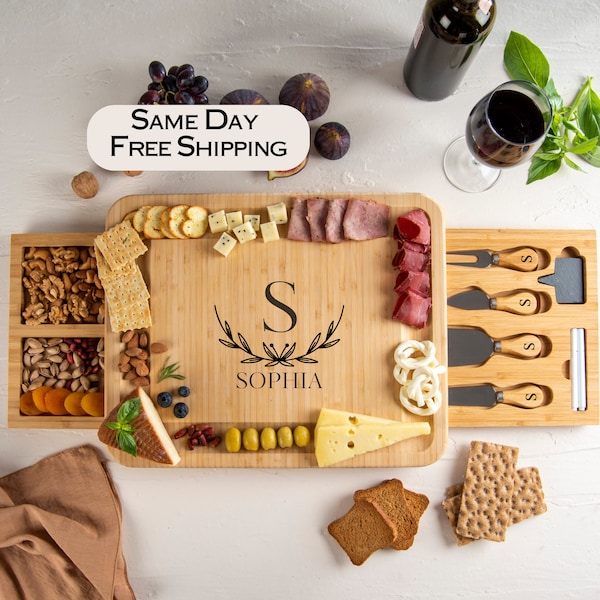 Custom Charcuterie Board, Personalized Wedding Gift for Couples Bamboo Cheese Board, Mom Parent 25th Wedding Anniversary, 40th Mother in law