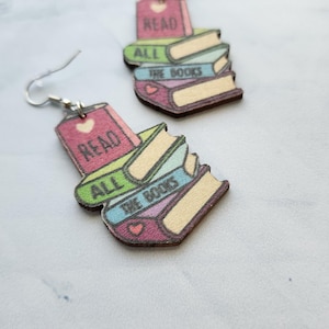 Read More Books Earrings, Reader Earrings, Book Earrings, Gifts for Book Lovers, Reader Gifts, Book Jewelry