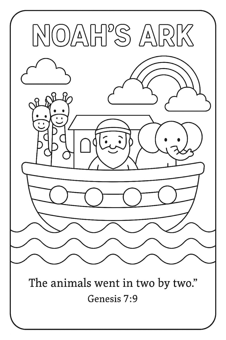 Noah's Ark Coloring Page: Printable Bible Story Activity (PDF) - Etsy