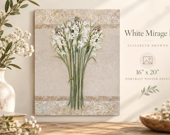 Neutral White Flower Poster: White Mirage I by Elizabeth Brownd