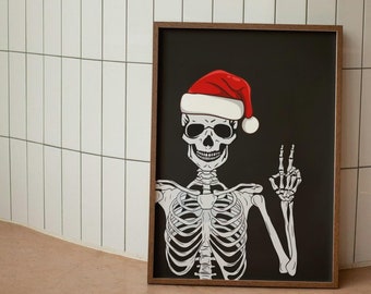 Christmas Skeleton Print: Funny Holiday Decor (Digital Download)