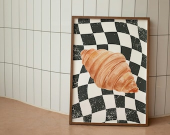 Croissant Küche Poster: Kulinarische Kunst im Retro Stil!