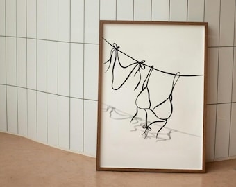 Bikini Line Art Print, Beach Wall Art (Digital Download)
