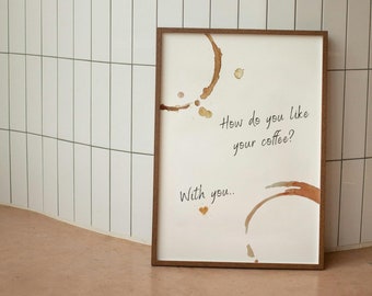 Coffee Corner Mug Stain Art Print: Kitchen Cafe Decor (Digital Download)
