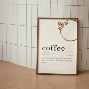 Coffee Definition Print, Coffee Corner Mug Stain Poster,Instant Download Kitchen Decor, CoffeeBar Cafe Print Art,How do you like your coffee