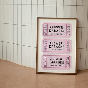 Shower Karaoke Ticket Print: Retro Bathroom Wall Art (Digital Download)