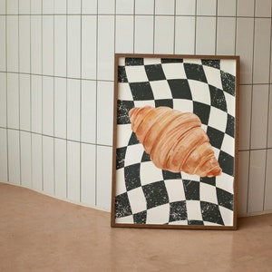 Croissant Wall Art Print, Kitchen Wall Art, Trendy Home Decor, Food Print, Printable Art, Retro Prints, Instant Download Kitchen Decor