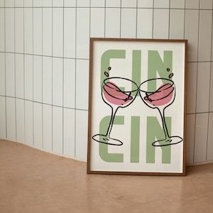 Trendy Cin Cin Print, Cocktail Print, Barwagen Kunstdruck, Vintage Drink Poster, Prost Print, Retro Küchen Wandkunst, Trendy Wandkunst