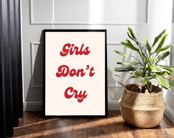 Girls Don't Cry Digital Print Retro Wall Art Trendy Pink Printables Aesthetic Poster Retro Poster Retro Groovy Aesthetic Decor Colorful